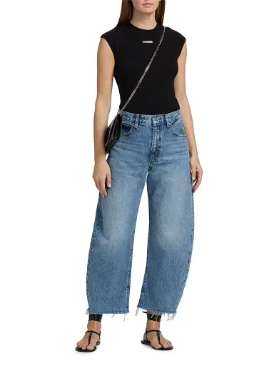 FRAME Women's The Bubble Crop Jeans - Rapture Raw Fray | Thumbnail 2 FRAME Women's The Bubble Crop Jeans - Rapture Raw Fray | Thumbnail 2