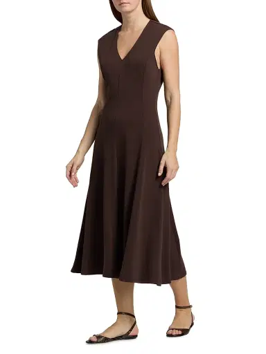 FRAME Women's The Studio Cotton Jersey A-Line Midi-Dress - Mocha | Thumbnail 4 FRAME Women's The Studio Cotton Jersey A-Line Midi-Dress - Mocha | Thumbnail 4