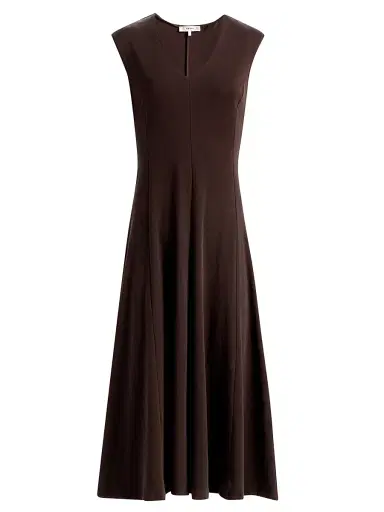 FRAME Women's The Studio Cotton Jersey A-Line Midi-Dress - Mocha | Thumbnail 1 FRAME Women's The Studio Cotton Jersey A-Line Midi-Dress - Mocha | Thumbnail 1