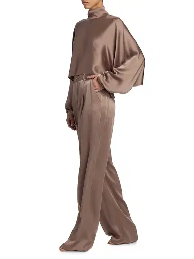 Lapointe Women's Caftan Balloon-Sleeve Turtleneck Satin Top - Cinder - Size XL | Thumbnail 2 Lapointe Women's Caftan Balloon-Sleeve Turtleneck Satin Top - Cinder - Size XL | Thumbnail 2