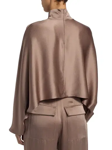 Lapointe Women's Caftan Balloon-Sleeve Turtleneck Satin Top - Cinder - Size XL | Thumbnail 5 Lapointe Women's Caftan Balloon-Sleeve Turtleneck Satin Top - Cinder - Size XL | Thumbnail 5