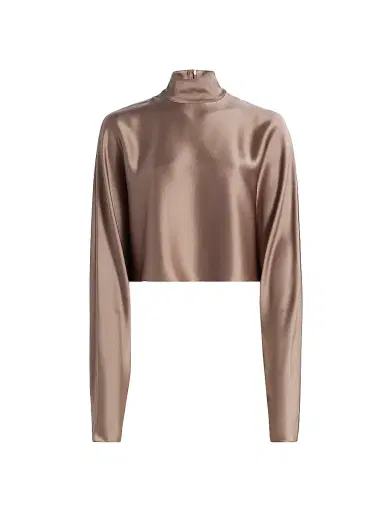 Lapointe Women's Caftan Balloon-Sleeve Turtleneck Satin Top - Cinder - Size XL | Thumbnail 1 Lapointe Women's Caftan Balloon-Sleeve Turtleneck Satin Top - Cinder - Size XL | Thumbnail 1