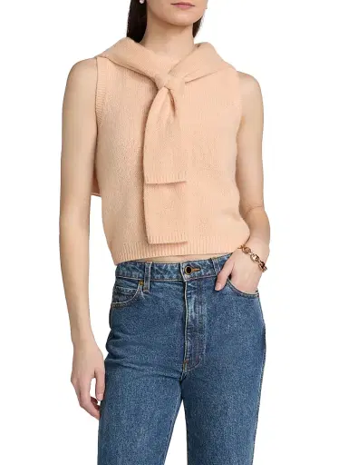 DÔEN Women's Winston Cashmere Vest - Light Peach Sorbet - Size XXS | Thumbnail 3 DÔEN Women's Winston Cashmere Vest - Light Peach Sorbet - Size XXS | Thumbnail 3