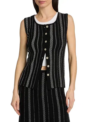 Proenza Schouler White Label Women's Alyna Textured-Knit Vest | Thumbnail 3 Proenza Schouler White Label Women's Alyna Textured-Knit Vest | Thumbnail 3