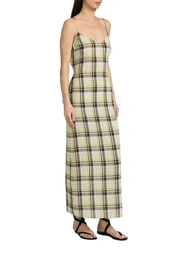 Proenza Schouler White Label Women's Evelyn Plaid Gauze Maxi Dress - Straw Multi - Size Large | Thumbnail 4 Proenza Schouler White Label Women's Evelyn Plaid Gauze Maxi Dress - Straw Multi - Size Large | Thumbnail 4