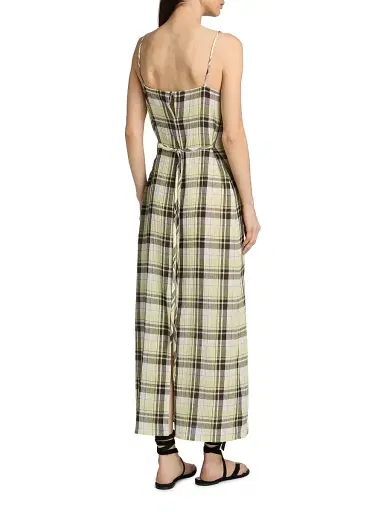 Proenza Schouler White Label Women's Evelyn Plaid Gauze Maxi Dress - Straw Multi - Size Large | Thumbnail 5 Proenza Schouler White Label Women's Evelyn Plaid Gauze Maxi Dress - Straw Multi - Size Large | Thumbnail 5