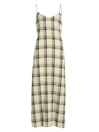 Proenza Schouler White Label Women's Evelyn Plaid Gauze Maxi Dress - Straw Multi - Size Large | Thumbnail 1 Proenza Schouler White Label Women's Evelyn Plaid Gauze Maxi Dress - Straw Multi - Size Large | Thumbnail 1