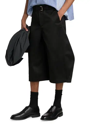Sacai Men's Cotton Chino Barrel-Leg Shorts - Black - Size XL | Thumbnail 4 Sacai Men's Cotton Chino Barrel-Leg Shorts - Black - Size XL | Thumbnail 4