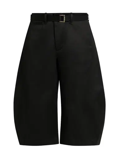 Sacai Men's Cotton Chino Barrel-Leg Shorts - Black - Size XL | Thumbnail 1 Sacai Men's Cotton Chino Barrel-Leg Shorts - Black - Size XL | Thumbnail 1