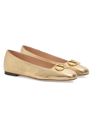 Valentino Garavani Women's VLogo Signature Ballerina Flats in Laminated Nappa Leather | Thumbnail 2 Valentino Garavani Women's VLogo Signature Ballerina Flats in Laminated Nappa Leather | Thumbnail 2