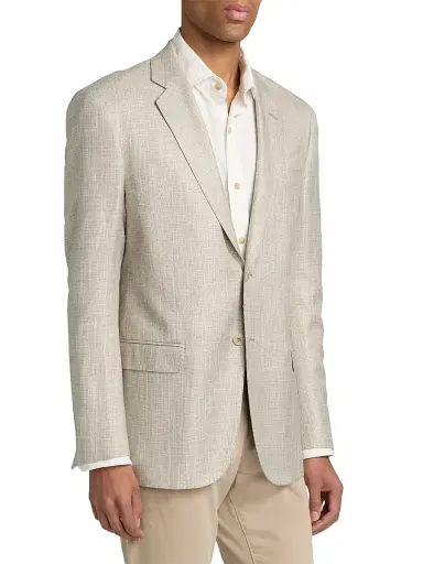 Emporio Armani Men's Textured Single-Breasted Sport Jacket - Light Olive - Size 42 | Thumbnail 4 Emporio Armani Men's Textured Single-Breasted Sport Jacket - Light Olive - Size 42 | Thumbnail 4