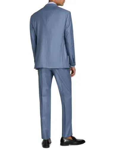 Emporio Armani Men's Shark Skin Wool Single-Breasted Suit - Medium Blue - Size 50 | Thumbnail 5 Emporio Armani Men's Shark Skin Wool Single-Breasted Suit - Medium Blue - Size 50 | Thumbnail 5