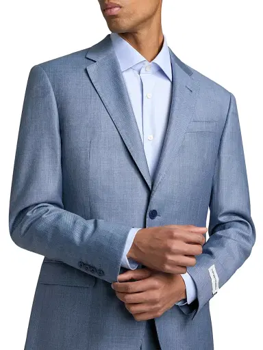 Emporio Armani Men's Shark Skin Wool Single-Breasted Suit - Medium Blue - Size 50 | Thumbnail 6 Emporio Armani Men's Shark Skin Wool Single-Breasted Suit - Medium Blue - Size 50 | Thumbnail 6