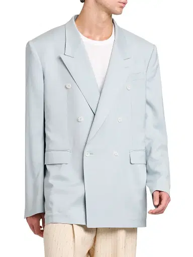 Dolce & Gabbana Men's Double-Breasted Peak-Lapel Blazer - Azzurro Polvere - Size 42 | Thumbnail 4 Dolce & Gabbana Men's Double-Breasted Peak-Lapel Blazer - Azzurro Polvere - Size 42 | Thumbnail 4