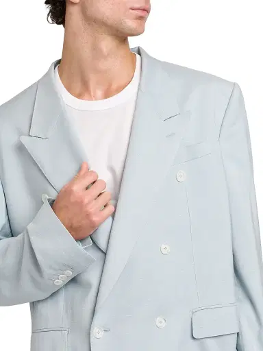 Dolce & Gabbana Men's Double-Breasted Peak-Lapel Blazer - Azzurro Polvere - Size 42 | Thumbnail 6 Dolce & Gabbana Men's Double-Breasted Peak-Lapel Blazer - Azzurro Polvere - Size 42 | Thumbnail 6