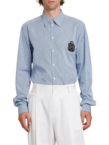 Dolce & Gabbana Men's Striped Cotton Poplin Oversized Shirt - Rigato | Thumbnail 3 Dolce & Gabbana Men's Striped Cotton Poplin Oversized Shirt - Rigato | Thumbnail 3