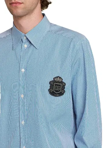 Dolce & Gabbana Men's Striped Cotton Poplin Oversized Shirt - Rigato | Thumbnail 6 Dolce & Gabbana Men's Striped Cotton Poplin Oversized Shirt - Rigato | Thumbnail 6