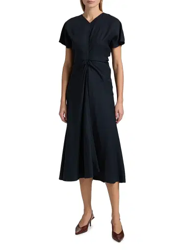 A.L.C. Women's Rem Ruched A-Line Midi-Dress - Night Blue - Size 0 | Thumbnail 3 A.L.C. Women's Rem Ruched A-Line Midi-Dress - Night Blue - Size 0 | Thumbnail 3