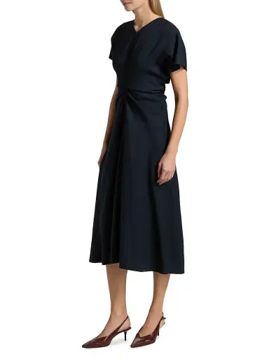 A.L.C. Women's Rem Ruched A-Line Midi-Dress - Night Blue - Size 0 | Thumbnail 4 A.L.C. Women's Rem Ruched A-Line Midi-Dress - Night Blue - Size 0 | Thumbnail 4