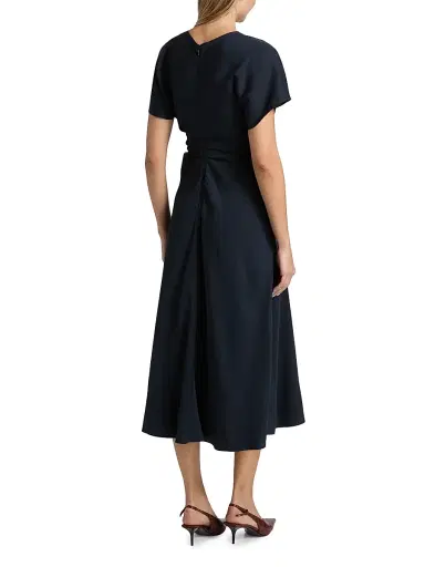 A.L.C. Women's Rem Ruched A-Line Midi-Dress - Night Blue - Size 0 | Thumbnail 5 A.L.C. Women's Rem Ruched A-Line Midi-Dress - Night Blue - Size 0 | Thumbnail 5