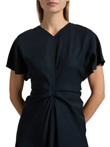 A.L.C. Women's Rem Ruched A-Line Midi-Dress - Night Blue - Size 0 | Thumbnail 6 A.L.C. Women's Rem Ruched A-Line Midi-Dress - Night Blue - Size 0 | Thumbnail 6