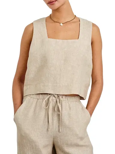RAILS Women's Akira Linen Square-Neck Crop Top | Thumbnail 3 RAILS Women's Akira Linen Square-Neck Crop Top | Thumbnail 3