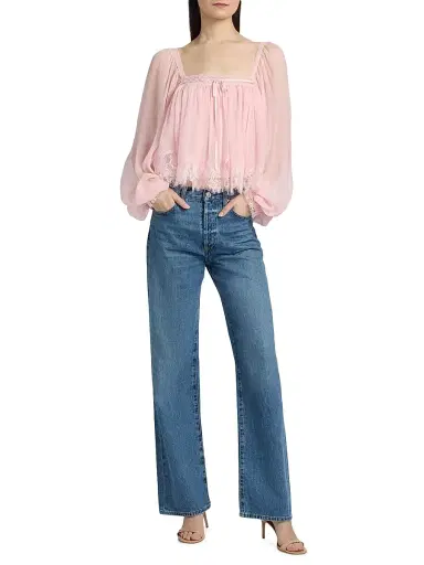 LoveShackFancy Women's Ebbie Silk Pleated Blouse - Potpourri Pink | Thumbnail 2 LoveShackFancy Women's Ebbie Silk Pleated Blouse - Potpourri Pink | Thumbnail 2