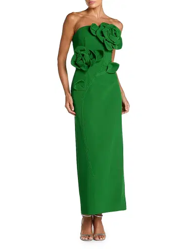Mac Duggal Women's Floral Embellished Crepe Strapless Maxi Dress - Spring Green | Thumbnail 1 Mac Duggal Women's Floral Embellished Crepe Strapless Maxi Dress - Spring Green | Thumbnail 1