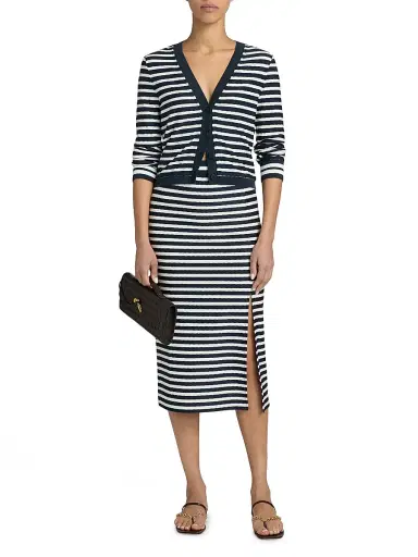 Ramy Brook Women's Raven Striped Cardigan - Navy Stripe | Thumbnail 2 Ramy Brook Women's Raven Striped Cardigan - Navy Stripe | Thumbnail 2