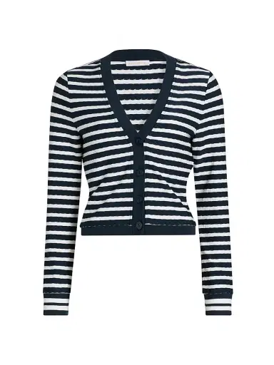 Ramy Brook Women's Raven Striped Cardigan - Navy Stripe | Thumbnail 1 Ramy Brook Women's Raven Striped Cardigan - Navy Stripe | Thumbnail 1