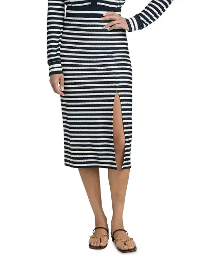 Ramy Brook Women's Venus Striped Midi-Skirt - Navy Stripe | Thumbnail 3 Ramy Brook Women's Venus Striped Midi-Skirt - Navy Stripe | Thumbnail 3