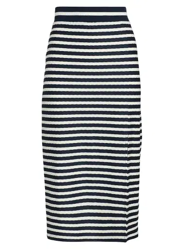Ramy Brook Women's Venus Striped Midi-Skirt - Navy Stripe | Thumbnail 1 Ramy Brook Women's Venus Striped Midi-Skirt - Navy Stripe | Thumbnail 1