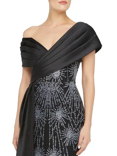 Theia Women's Kelly Beaded Column Midi-Dress - Black Silver | Thumbnail 5 Theia Women's Kelly Beaded Column Midi-Dress - Black Silver | Thumbnail 5