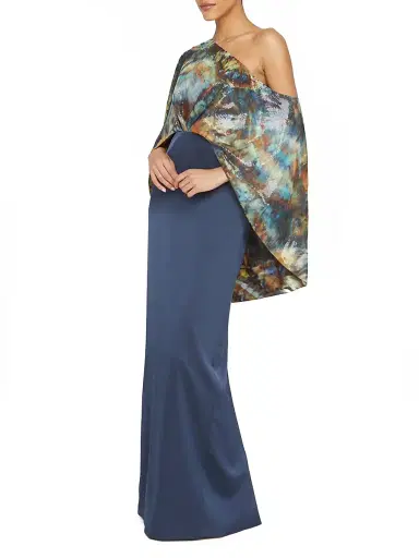 Theia Women's Gisette Printed Satin One-Shoulder Gown - Metamorphosis | Thumbnail 4 Theia Women's Gisette Printed Satin One-Shoulder Gown - Metamorphosis | Thumbnail 4
