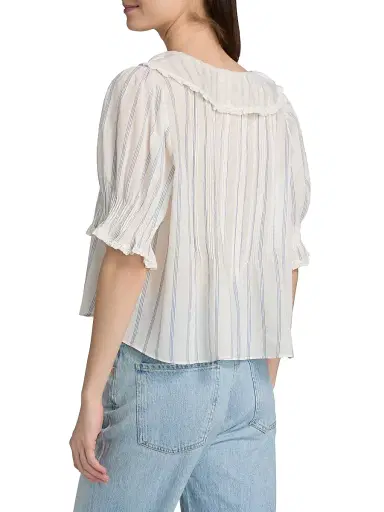 DÔEN Women's Henri Striped Ruffle Front Top - Saint Aurelie Stripe | Thumbnail 5 DÔEN Women's Henri Striped Ruffle Front Top - Saint Aurelie Stripe | Thumbnail 5