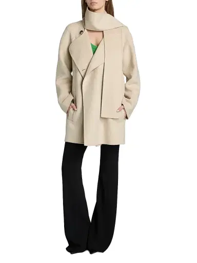 Proenza Schouler White Label Women's Brisa Draped Scarf Wool-Blend Coat - Off White | Thumbnail 2 Proenza Schouler White Label Women's Brisa Draped Scarf Wool-Blend Coat - Off White | Thumbnail 2