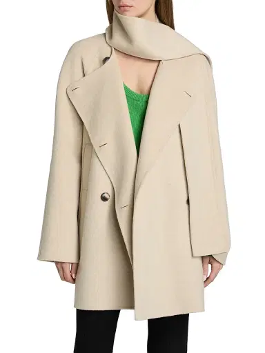 Proenza Schouler White Label Women's Brisa Draped Scarf Wool-Blend Coat - Off White | Thumbnail 3 Proenza Schouler White Label Women's Brisa Draped Scarf Wool-Blend Coat - Off White | Thumbnail 3
