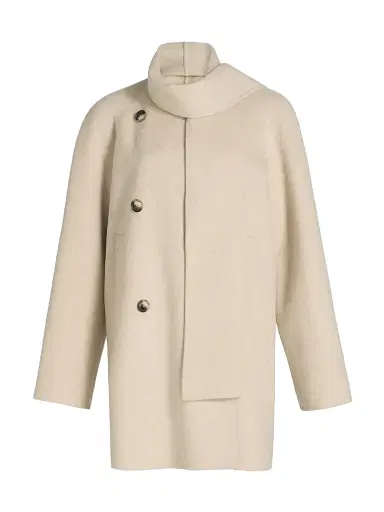 Proenza Schouler White Label Women's Brisa Draped Scarf Wool-Blend Coat - Off White | Thumbnail 1 Proenza Schouler White Label Women's Brisa Draped Scarf Wool-Blend Coat - Off White | Thumbnail 1
