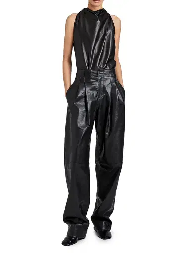 Proenza Schouler Women's Iza Leather Top - Black | Thumbnail 2 Proenza Schouler Women's Iza Leather Top - Black | Thumbnail 2