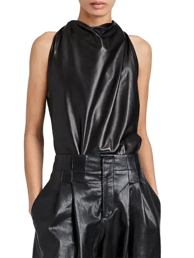 Proenza Schouler Women's Iza Leather Top - Black | Thumbnail 3 Proenza Schouler Women's Iza Leather Top - Black | Thumbnail 3