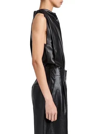 Proenza Schouler Women's Iza Leather Top - Black | Thumbnail 4 Proenza Schouler Women's Iza Leather Top - Black | Thumbnail 4