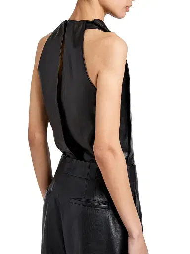 Proenza Schouler Women's Iza Leather Top - Black | Thumbnail 6 Proenza Schouler Women's Iza Leather Top - Black | Thumbnail 6
