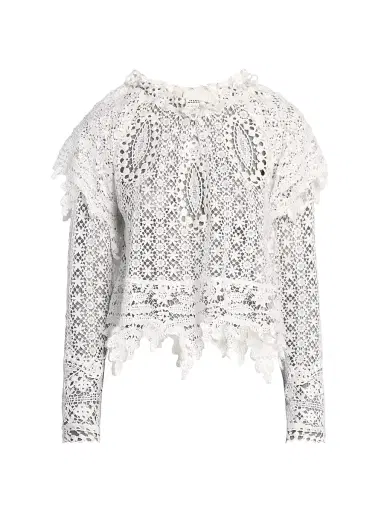 Isabel Marant Women's Hyliana Lace Cotton Top - White | Thumbnail 1 Isabel Marant Women's Hyliana Lace Cotton Top - White | Thumbnail 1