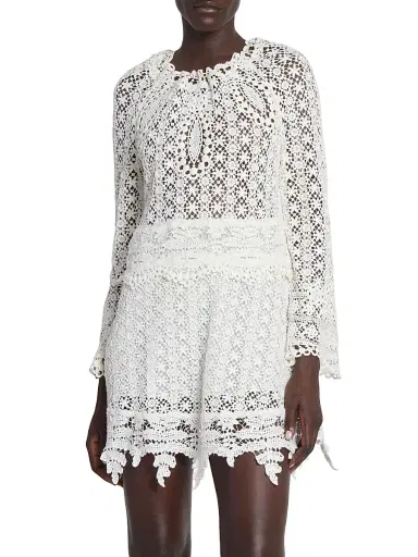 Isabel Marant Women's Hizene Lace Cotton Minidress - White | Thumbnail 3 Isabel Marant Women's Hizene Lace Cotton Minidress - White | Thumbnail 3