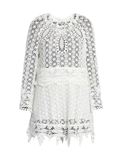 Isabel Marant Women's Hizene Lace Cotton Minidress - White | Thumbnail 1 Isabel Marant Women's Hizene Lace Cotton Minidress - White | Thumbnail 1