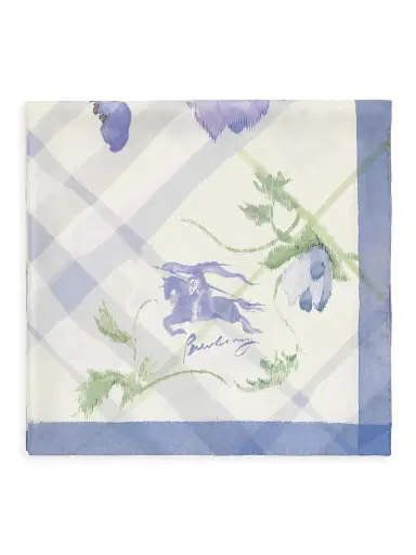 Burberry Women's Check Watercolor Silk Scarf | Thumbnail 2 Burberry Women's Check Watercolor Silk Scarf | Thumbnail 2