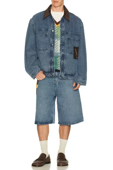 Charles Jeffrey Loverboy Wide Denim Shorts With Crochet Trumpet | Thumbnail 4 Charles Jeffrey Loverboy Wide Denim Shorts With Crochet Trumpet | Thumbnail 4