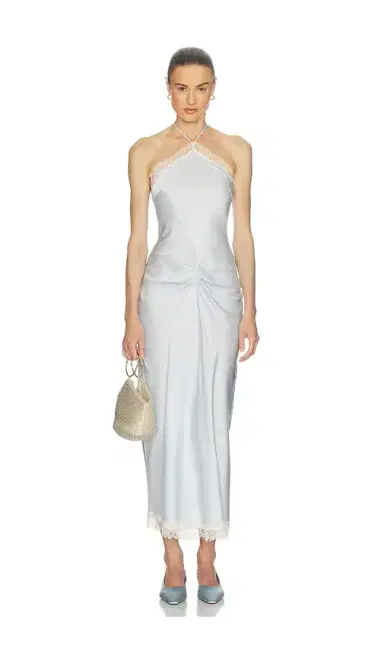 Helsa Viscose Satin Dress With Lace | Thumbnail 1 Helsa Viscose Satin Dress With Lace | Thumbnail 1