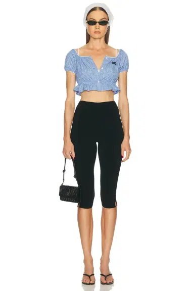 Miu Miu Cropped Check Blouse | Thumbnail 4 Miu Miu Cropped Check Blouse | Thumbnail 4
