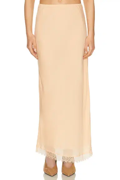 Helsa Viscose Satin Slip Skirt With Lace | Thumbnail 3 Helsa Viscose Satin Slip Skirt With Lace | Thumbnail 3